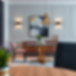 Elegant console dining room setup with modern furniture and decor