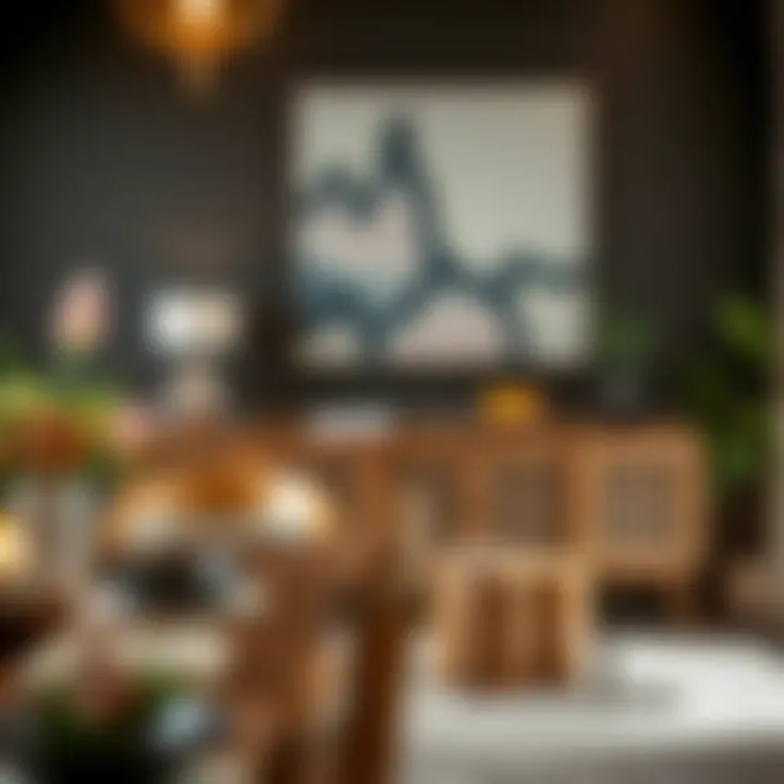 Stylish console dining room featuring a mix of textures and colors