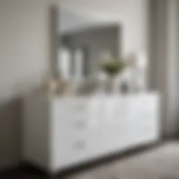 Elegant white high gloss dresser in a modern setting