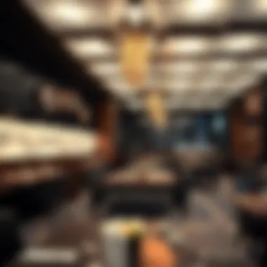 LED panel installation in a stylish restaurant