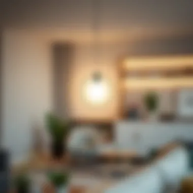 Innovative design of a round LED lamp in a minimalist setting