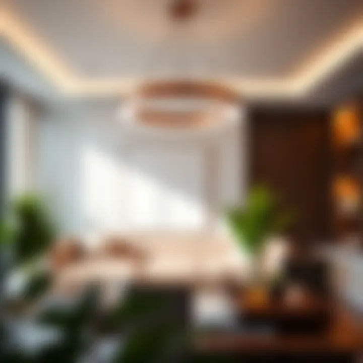 Elegant LED round lamp enhancing a modern office space