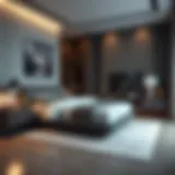 Stylish legless base in modern bedroom