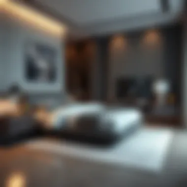 Stylish legless base in modern bedroom