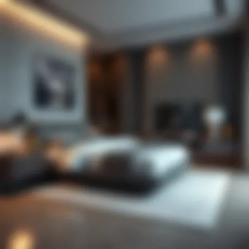 Stylish legless base in modern bedroom