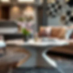 Elegant marble effect zigzag table in a modern living room setting