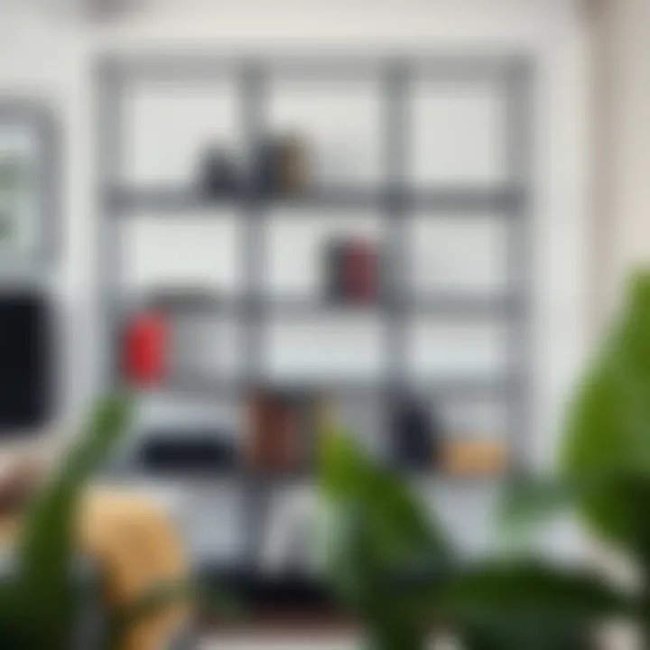 Sleek Metal Bookshelf in Modern Decor Sleek metal bookshelf showcasing modern design elements