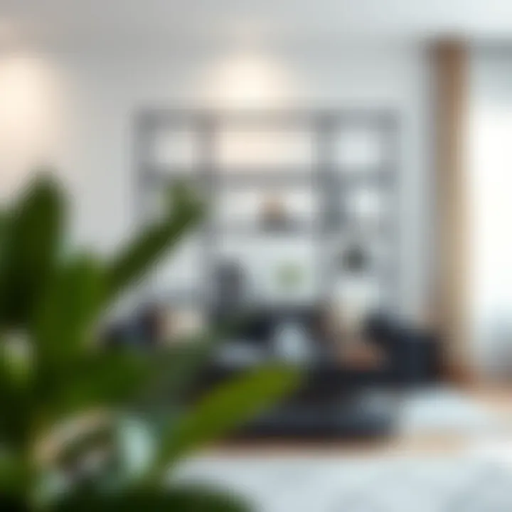 Minimalist Metal Bookshelf in Contemporary Space Minimalist metal bookshelf in a contemporary living room