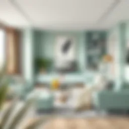 Stylish mint green living room furniture showcasing modern design