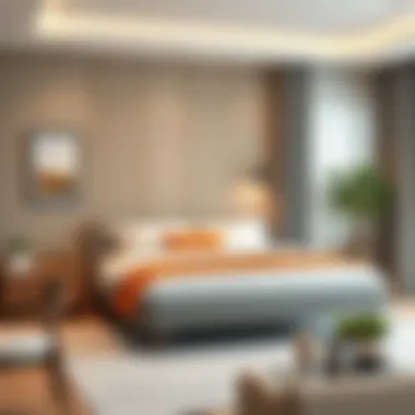 Stylish bedroom showcasing modern bed frame