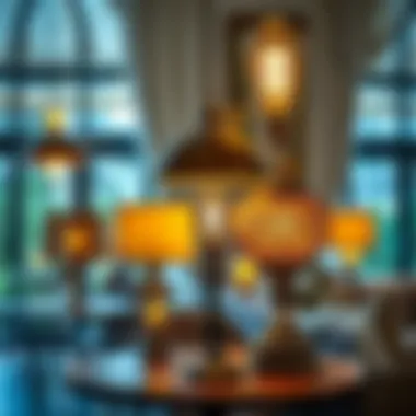 A modern interior featuring vintage lamps as focal points