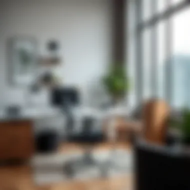 Modern office setup featuring an orthopedic chair