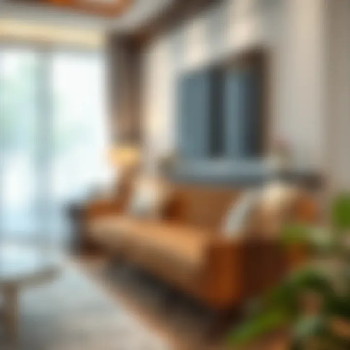 Luxurious wooden bench accentuating living room decor
