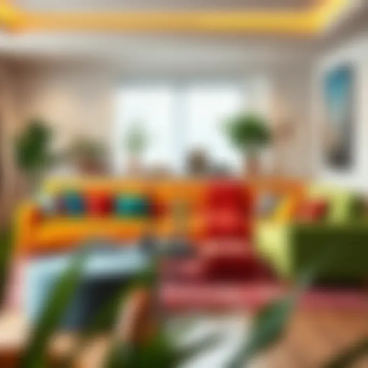 Vibrant Modular Sofa Arrangement Colorful modular sofa arrangement enhancing a vibrant living space