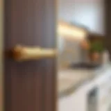 Elegant gold kitchen cabinet handles showcasing modern design
