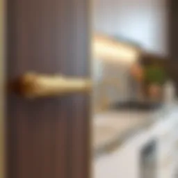 Elegant gold kitchen cabinet handles showcasing modern design