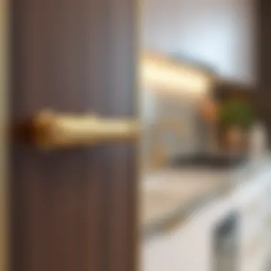 Elegant gold kitchen cabinet handles showcasing modern design