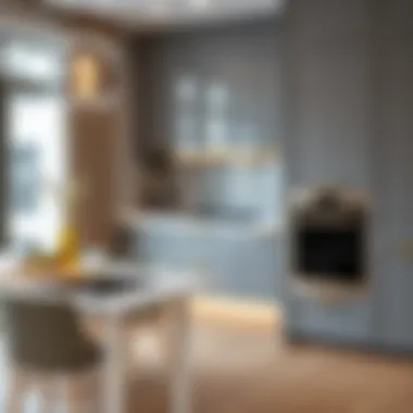 Stylish kitchen interior featuring gold hardware
