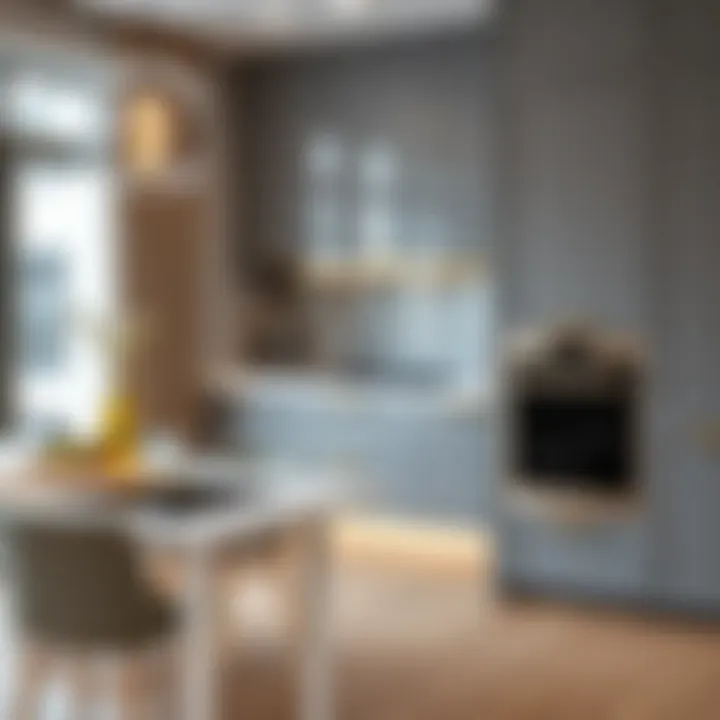 Stylish kitchen interior featuring gold hardware