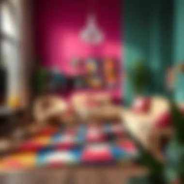 Vibrant colored rug enhancing the living space decor