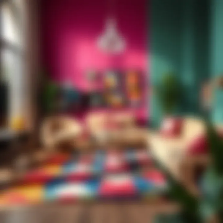 Vibrant colored rug enhancing the living space decor