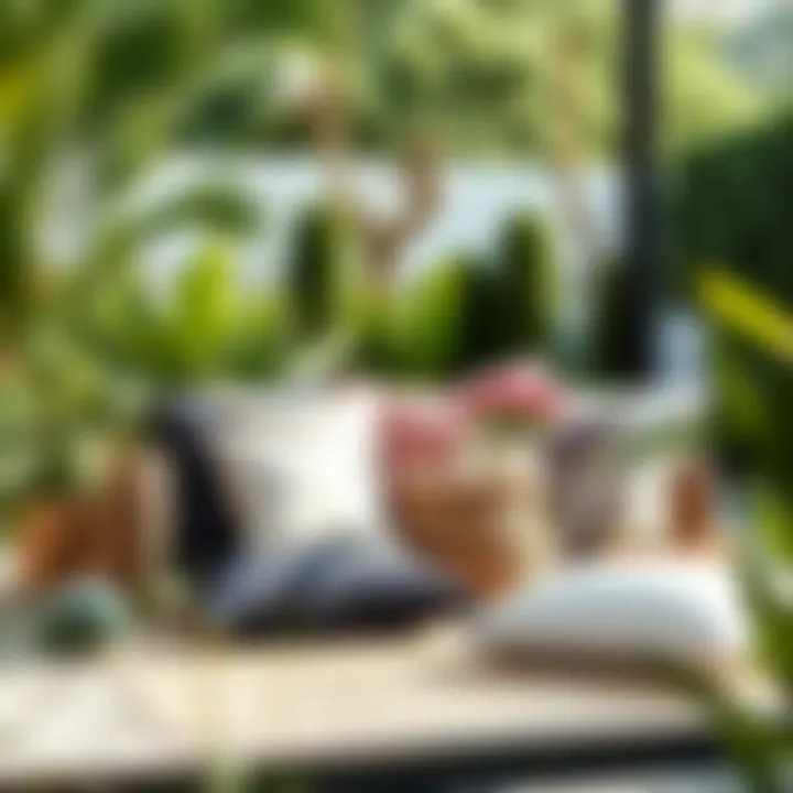 Elegant arrangement of outdoor cushions enhancing garden aesthetics