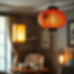 Elegant paper lantern illuminating a serene room