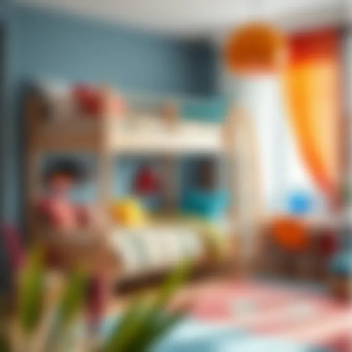 Colorful decor elements complementing a bunk bed setup