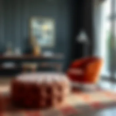 Chic ottoman showcasing color and material harmony