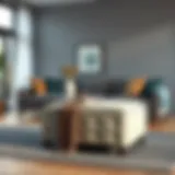 Stylish storage ottoman in modern living room