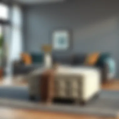 Stylish storage ottoman in modern living room