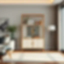 Stylish second-hand wire cabinet in modern living room setting
