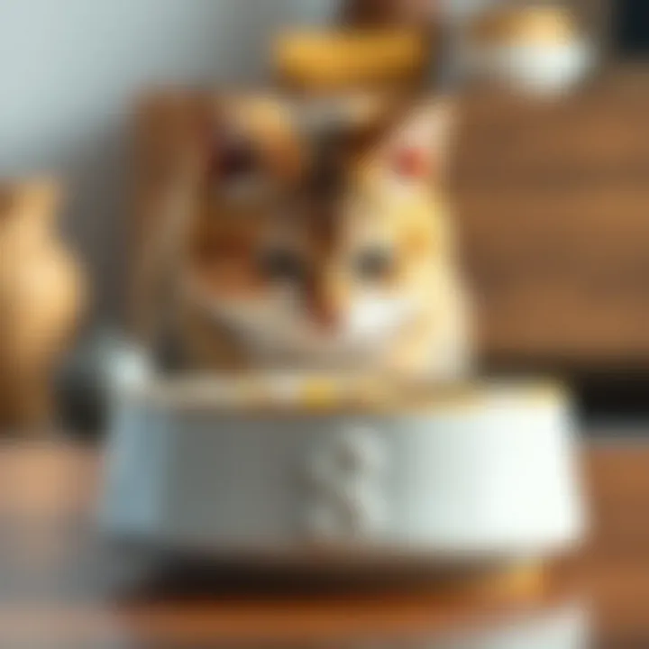 Promoting Cat Health with Elevated Bowls Healthy cat eating from elevated ceramic bowl