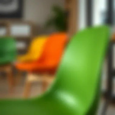 Close-up of Seta plastic chair showcasing its modern design