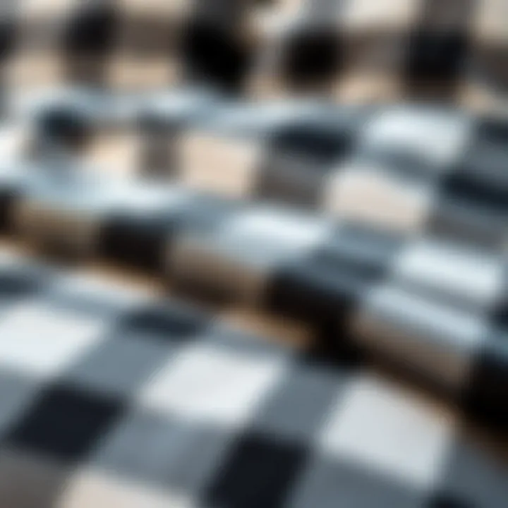 Quality Fabric of Black and White Checkered Bedding Close-up of high-quality fabric used in black and white checkered duvet cover