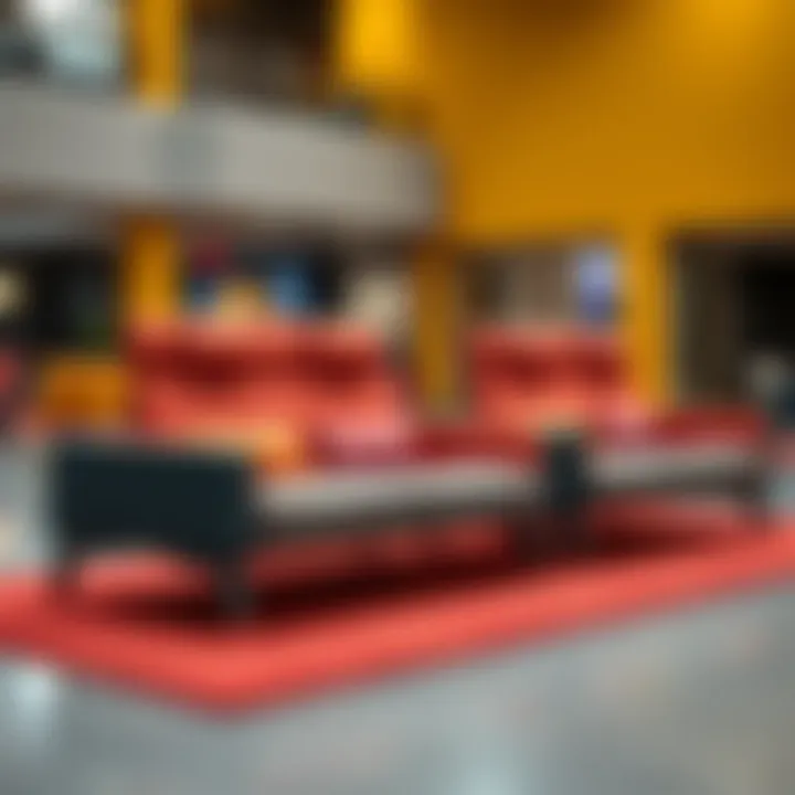 A contemporary sports seating arrangement showcasing vibrant colors and sleek lines