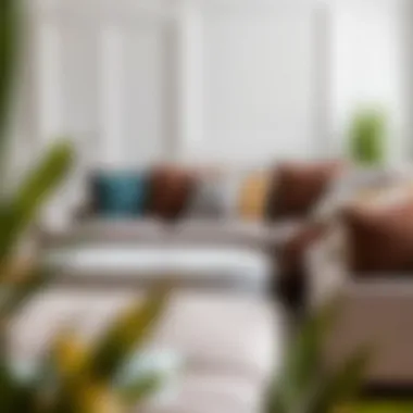 Contemporary sofa arrangement with decorative cushions