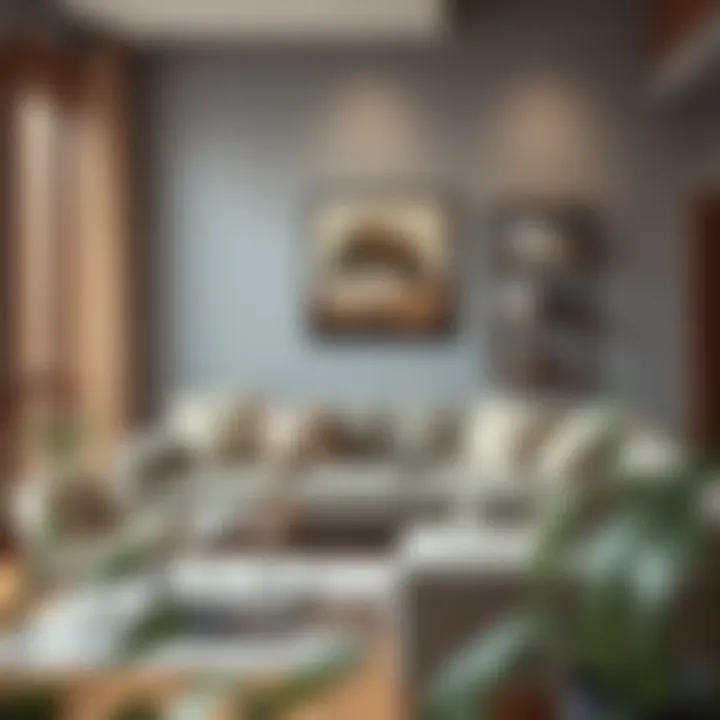 Cozy reading nook featuring a sleek sofa