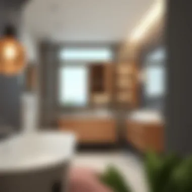 Stylish bathroom setting featuring a contemporary freestanding cabinet