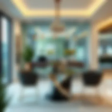 Stylish dining area featuring tempered glass furniture