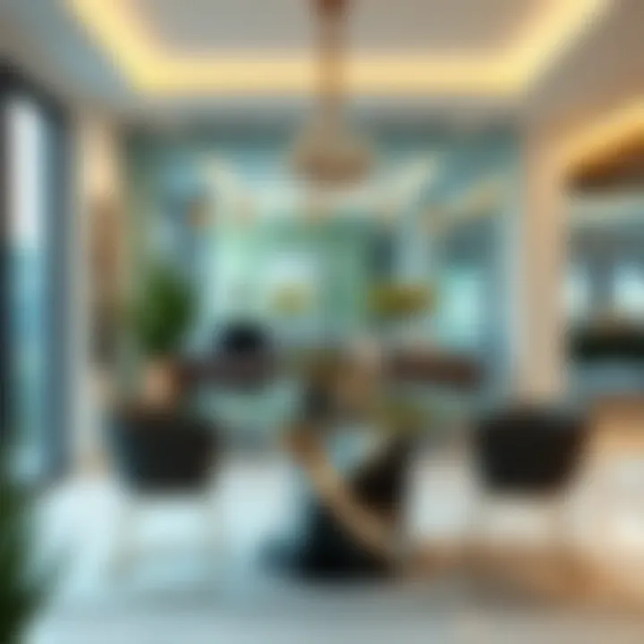 Stylish dining area featuring tempered glass furniture