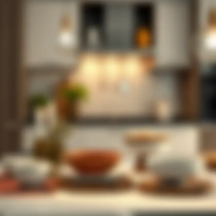 Stylish dinnerware arranged in a modern kitchen setting