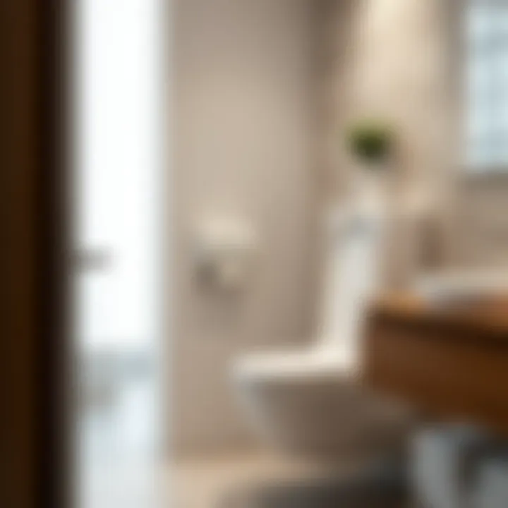 Stylish wall-mounted toilet paper dispenser in contemporary washroom