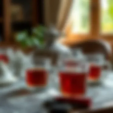 Traditional Turkish tea glasses arranged on a table