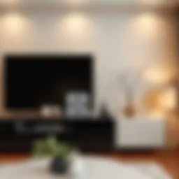 Elegant arrangement of decorative pieces beside a television