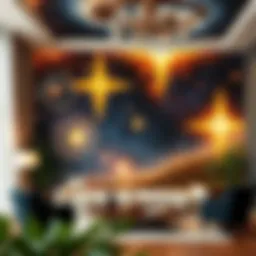 Celestial wall mural depicting stars and galaxies