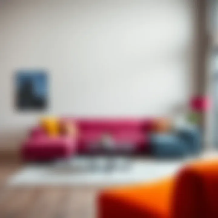 Contemporary corner sofa with striking color palette