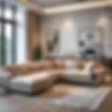 Elegant long corner sofa design in a modern living room