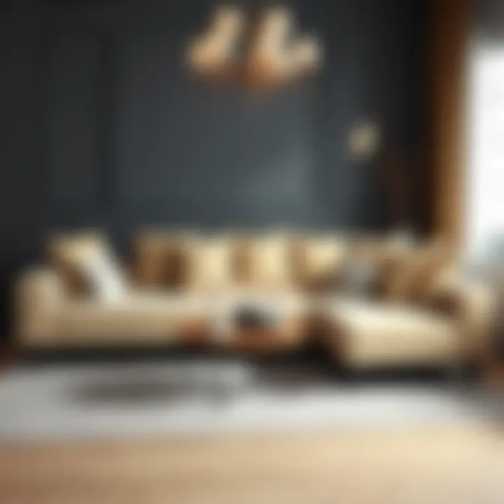 Stylish corner sofa arrangement with decorative pillows
