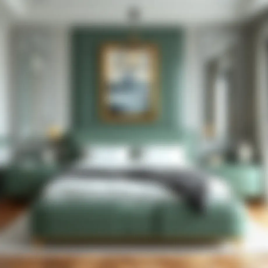 Elegant water green bedroom set showcasing modern design